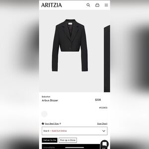 Aritzia Babaton Arbus Cropped Black Blazer